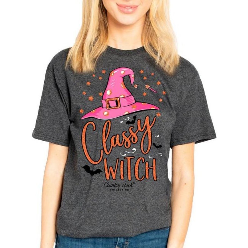 Classy Witch Tshirt by Simply Southern gray NWT